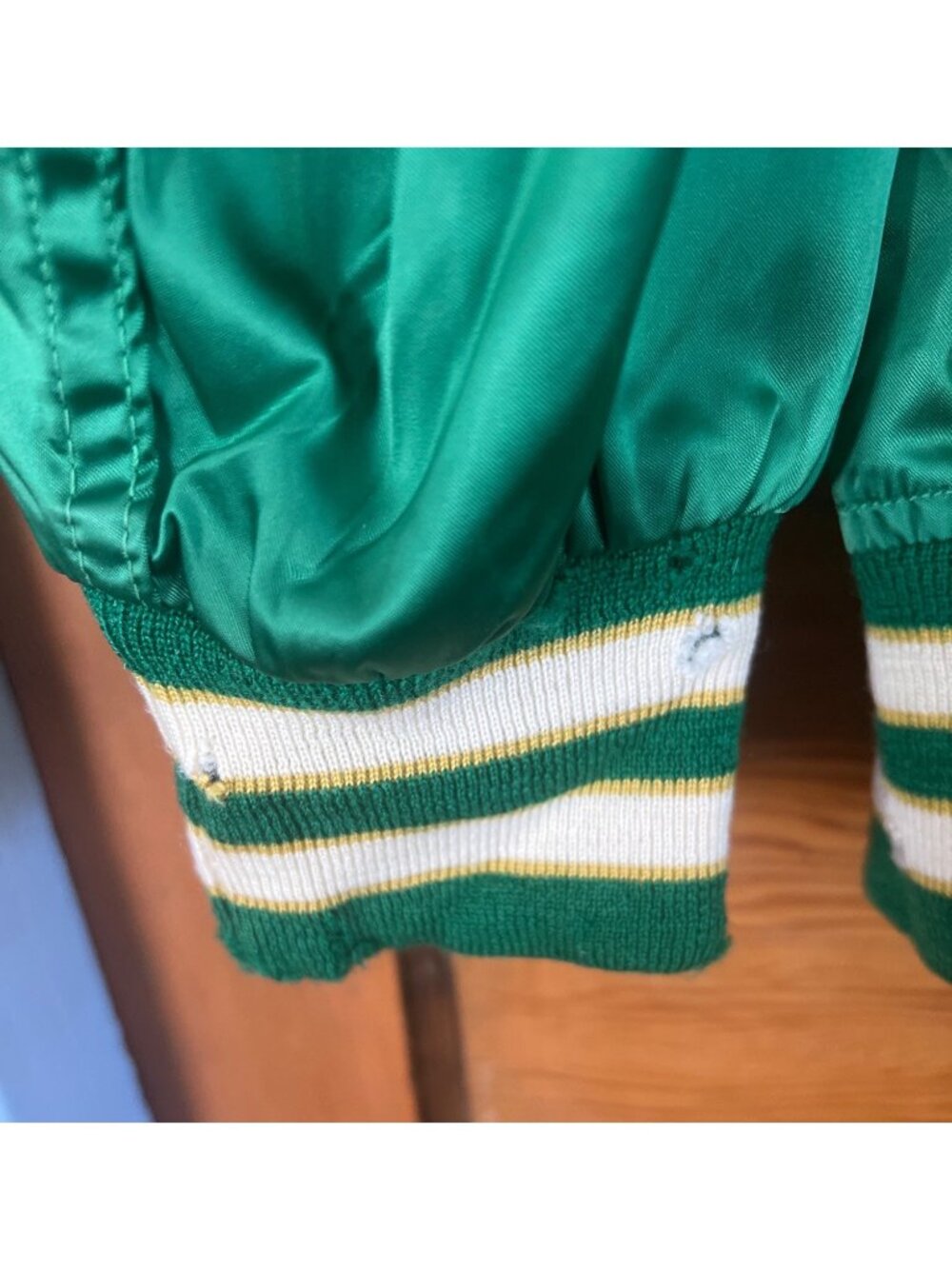 Vintage 1968 Oakland Athletics  Satin Wilson Warmup Jacket 42 Leather Pockets - Picture 9 of 16